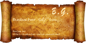Busbacher Gálos névjegykártya